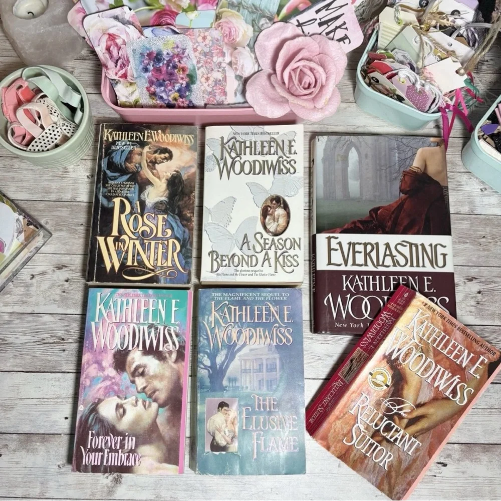 Lot Of 6 Kathleen E. Woodiwiss Historical Romance Novels Vintage Books Stepback